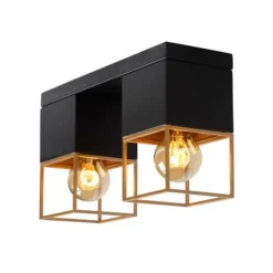 Lucide RIXT - Plafonnière - 2xE27 - Zwart