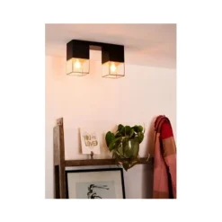 Lucide RIXT - Plafonnière - 2xE27 - Zwart