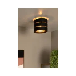 Lucide ROSAS Plafonnière-Zwart-Ø26-1xE27-40W-Metaal