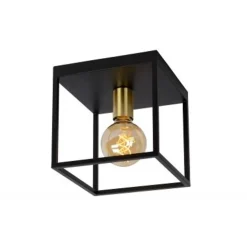 Lucide RUBEN Plafonnier 1x E27 40W Zwart / mat goud