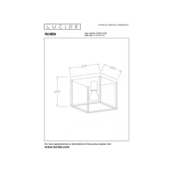 Lucide RUBEN Plafonnier 1x E27 40W Zwart / mat goud