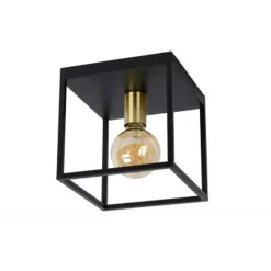 Lucide RUBEN Plafonnier 1x E27 40W Zwart / mat goud