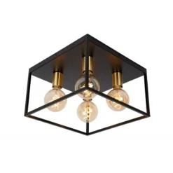 Lucide RUBEN Plafonnière-Zwart-4xE27-40W-Metaal