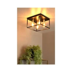 Lucide RUBEN Plafonnière-Zwart-4xE27-40W-Metaal