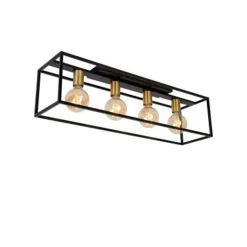 Lucide RUBEN Plafonnière-Zwart-4xE27-40W-Metaal
