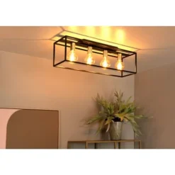 Lucide RUBEN Plafonnière-Zwart-4xE27-40W-Metaal