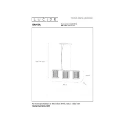 Lucide SANSA - Hanglamp - 3xE27 - Zwart