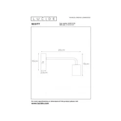 Lucide SCOTT - Wandlamp - 1xE27 - Zwart