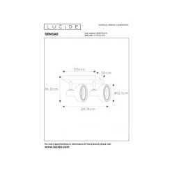 Lucide SENSAS Plafondspot-Wit-2xGU10 (ES111)-12W-Staal