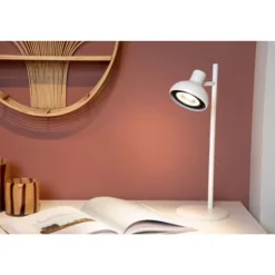 Lucide SENSAS Tafellamp-Wit-Ø18-1xGU10 (ES111)-12W-Staal