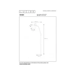 Lucide SHADI - Leeslamp - Ø 28 cm - 1xE27 - Zwart