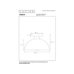 Lucide SIEMON - Plafonnière - Ø 25 cm - 1xE27 - Zwart