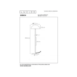 Lucide SIEMON - Vloerlamp - Ø 35 cm - 1xE27 - Okergeel