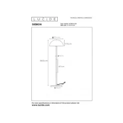 Lucide SIEMON - Vloerlamp - Ø 35 cm - 1xE27 - Zwart