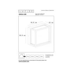 Lucide SINGA LED - Wandlamp Buiten - LED - 1x10W 2700K - IP54 - Zwart Lucide