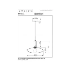 Lucide SINGALA Hanglamp-Mat Go.-Ø30-1xE27-60W-Glas