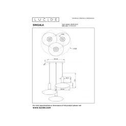 Lucide SINGALA Hanglamp-Mat Go.-3xE27-60W-Glas