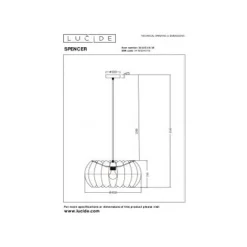 Lucide SPENCER Hanglamp-Grijs-Ø40-1xE27-40W-Vilt
