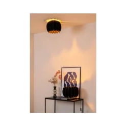 Lucide SPENCER Tafellamp-Zwart-Ø30-1xE27-40W-Vilt