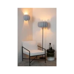 Lucide SPENCER Vloerlamp-Grijs-Ø40-1xE27-40W-Vilt