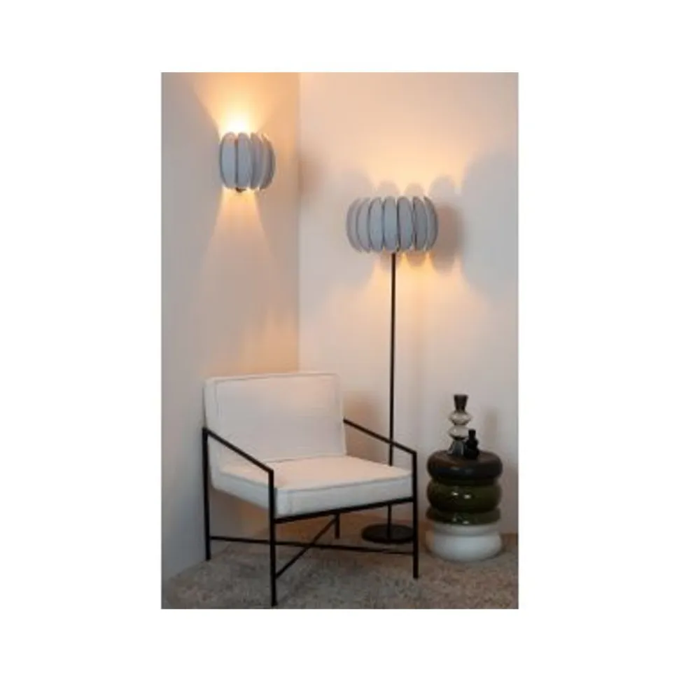 Lucide SPENCER Vloerlamp-Grijs-Ø40-1xE27-40W-Vilt