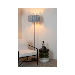 Lucide SPENCER Vloerlamp-Grijs-Ø40-1xE27-40W-Vilt