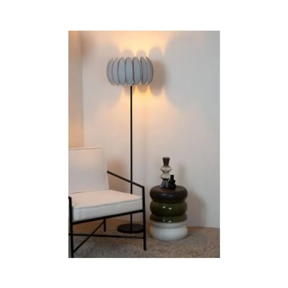 Lucide SPENCER Vloerlamp-Grijs-Ø40-1xE27-40W-Vilt