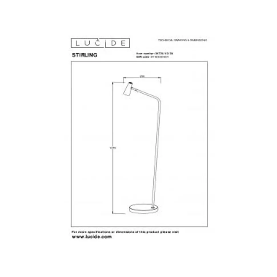 Lucide STIRLING Vloerlamp-Zwart-LED Dimb.-3W-2700K