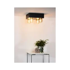 Lucide SURTUS Plafonnier 4xE27 60W Zwart