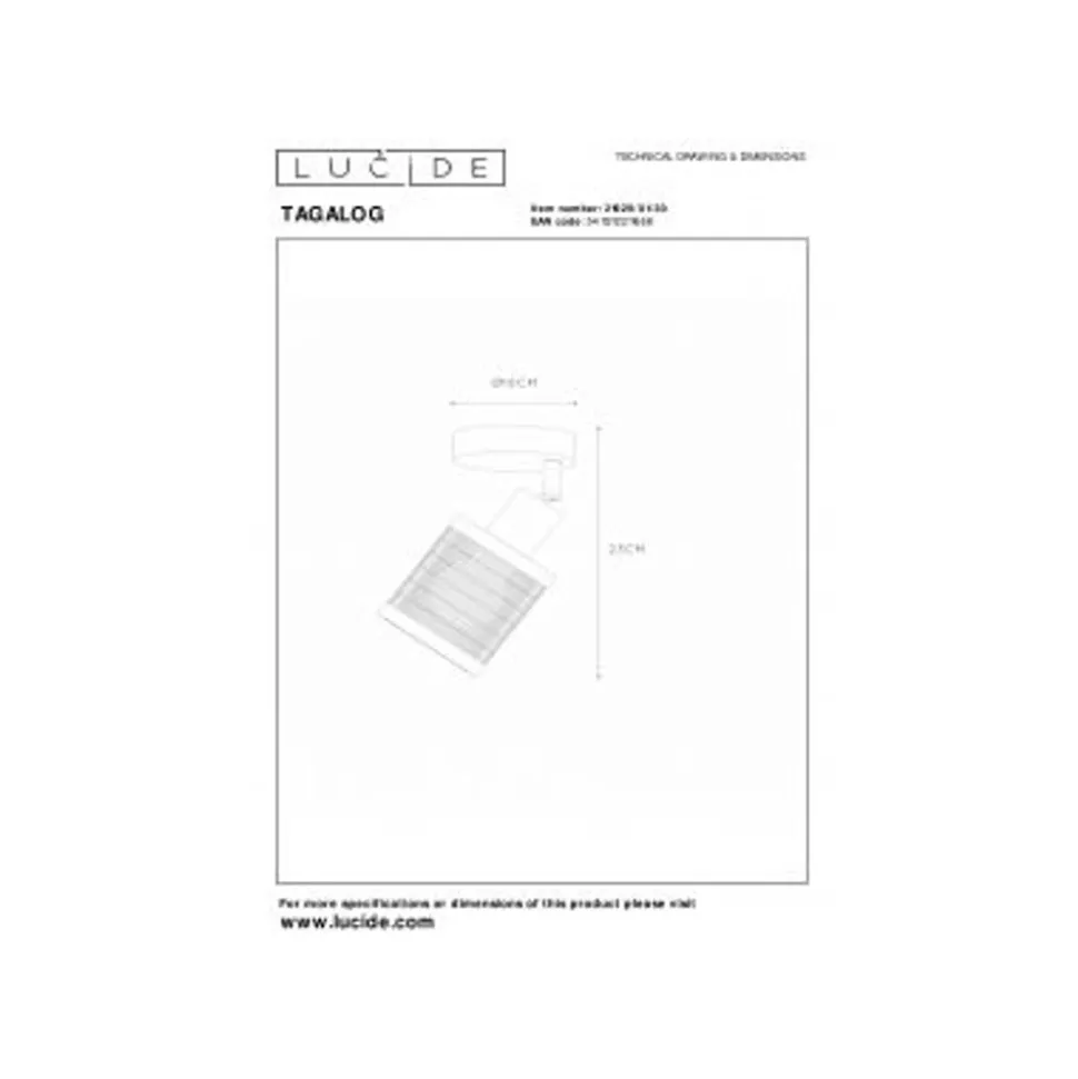Lucide TAGALOG Plafondspot-Zwart-Ø10-1xE27-40W-Bamboe