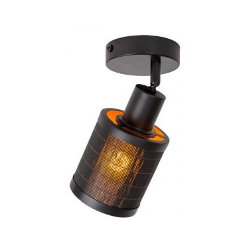 Lucide TAGALOG Plafondspot-Zwart-Ø10-1xE27-40W-Bamboe