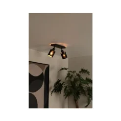 Lucide TAGALOG Plafondspot-Zwart-2xE27-40W-Bamboe