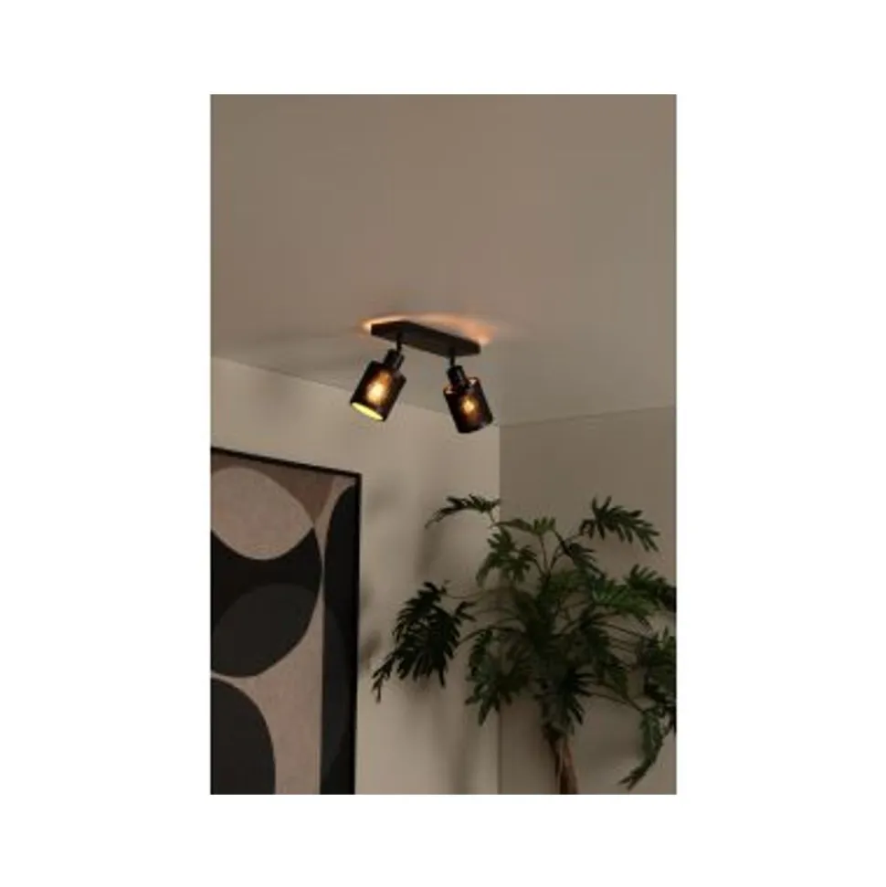 Lucide TAGALOG Plafondspot-Zwart-2xE27-40W-Bamboe