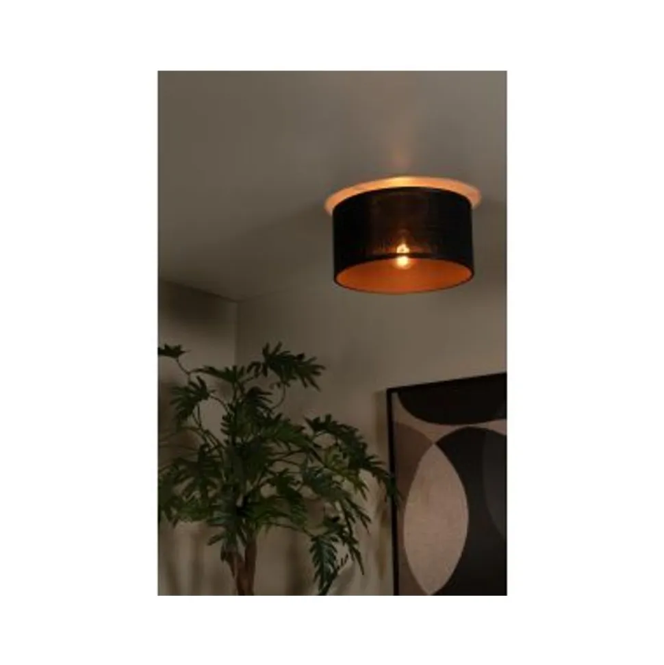 Lucide TAGALOG Plafonnière-Zwart-Ø40-1xE27-40W-Bamboe