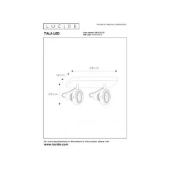 Lucide TALA LED - Plafondspot - LED Dim to warm - GU10 - 2x12W 2200K/3000K - Zwart
