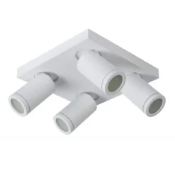 Lucide TAYLOR - Plafondspot Badkamer - LED Dim to warm - GU10 - 4x5W 2200K/3000K - IP44 - Wit Lucide