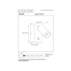 Lucide TAYLOR - Wandspot Buiten - 1xGU10 - IP54 - Zwart Lucide