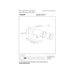 Lucide TAYLOR - Wandspot Buiten - 2xGU10 - IP54 - Zwart Lucide