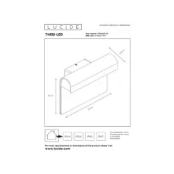 Lucide THESI LED - Wandlamp Buiten - LED - 1x8W 3000K - IP54 - Zwart Lucide