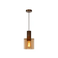 Lucide TOLEDO Hanglamp E27/60W Koper / Amber glas