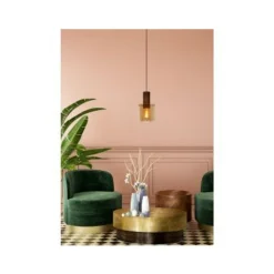 Lucide TOLEDO Hanglamp E27/60W Koper / Amber glas