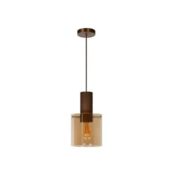 Lucide TOLEDO Hanglamp E27/60W Koper / Amber glas