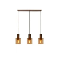 Lucide TOLEDO Hanglamp 3xE27/60W Koper / Amber glas