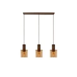 Lucide TOLEDO Hanglamp 3xE27/60W Koper / Amber glas