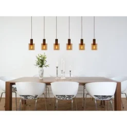 Lucide TOLEDO Hanglamp 3xE27/60W Koper / Amber glas