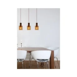Lucide TOLEDO Hanglamp 3xE27/60W Koper / Amber glas