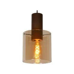 Lucide TOLEDO Hanglamp 3xE27/60W Koper / Amber glas