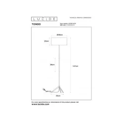 Lucide TONDO Vloerlamp-Mat Go.-Ø38-1xE27-60W-Katoen