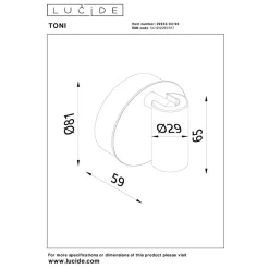 Lucide TONI - Oplaadbare Wandspot / Wandlamp - Accu/Batterij - Ø 8,1 cm - LED Dimb. - CCT - 1x2W 2700K/4000K - Magnetisch - Koffie