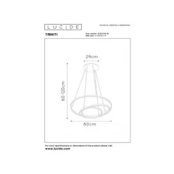 Lucide TRINITI - Hanglamp - Ø 80 cm - LED Dimb. - 1x125W 3000K - Zwart Lucide